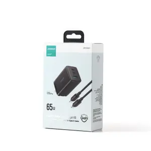 GaN Ultra JR-TCG01 65W 2C1A Fast Charger-Black+100W C to C Cable