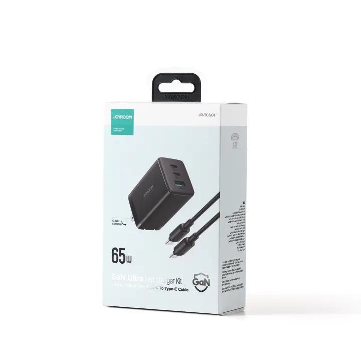 GaN Ultra JR-TCG01 65W 2C1A Fast Charger-Black+100W C to C Cable