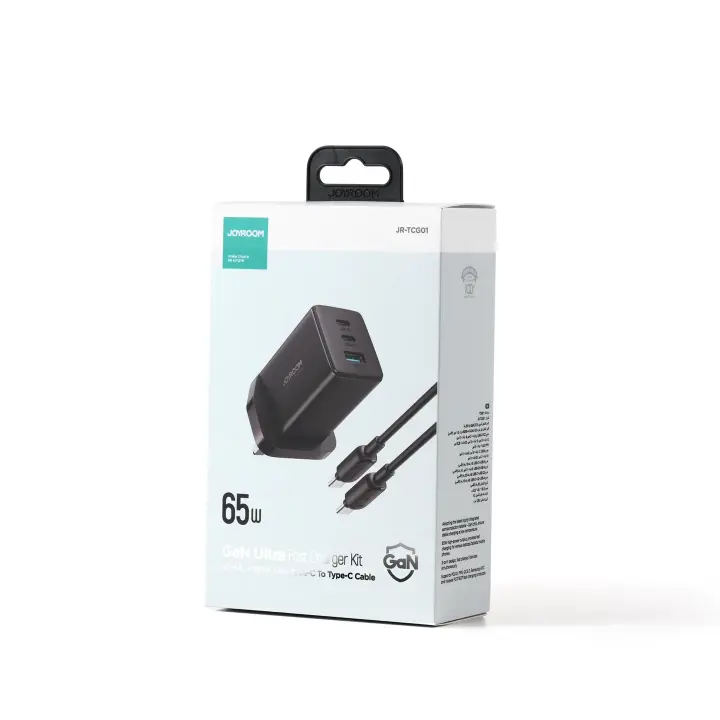 GaN Ultra JR-TCG01 65W 2C1A Fast Charger-Black+100W C to C Cable